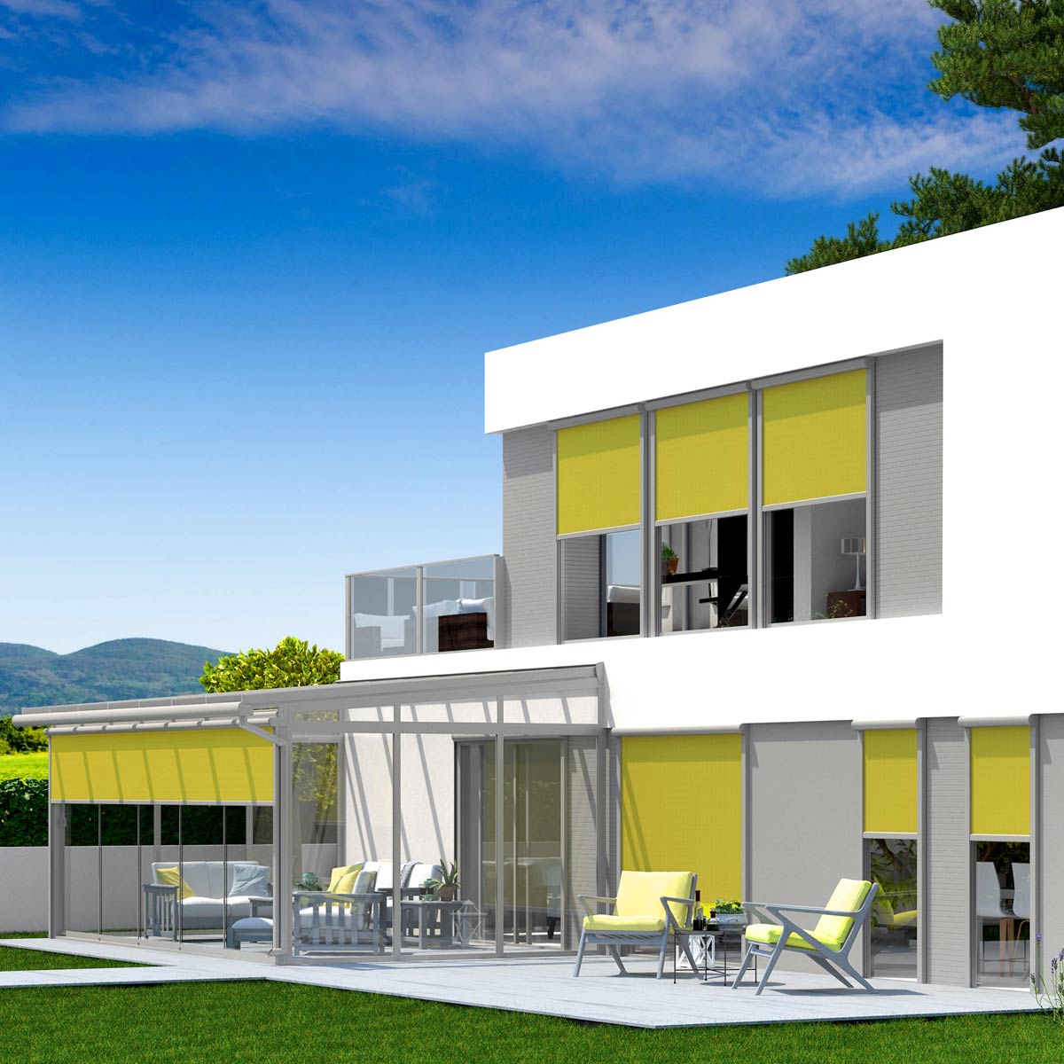 Senkrechtmarkisen von Erhardt, Hartinger Metallbau, Wangen im Allg&auml;u