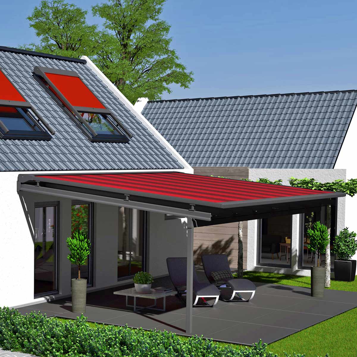 Senkrechtmarkisen von Erhardt, Hartinger Metallbau, Wangen im Allg&auml;u