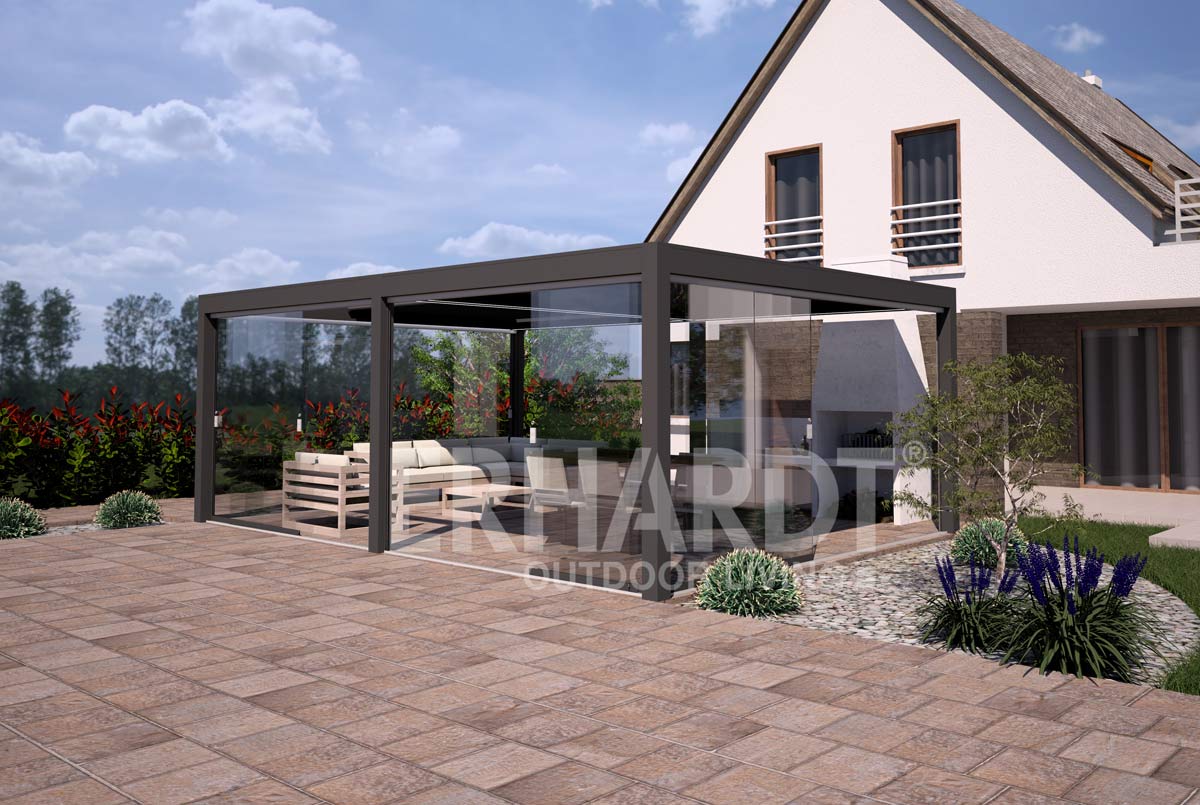 Terassendach mit Glas von Erhardt, Hartinger Metallbau, Wangen im Allg&auml;u